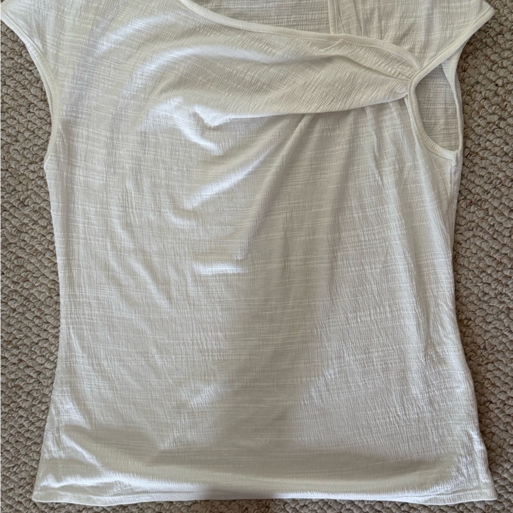 Max Studio White Lightweight Cap Sleeve Tank